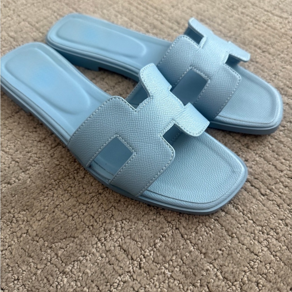 Elegant Blue Women's Slide Sandals (worn once)